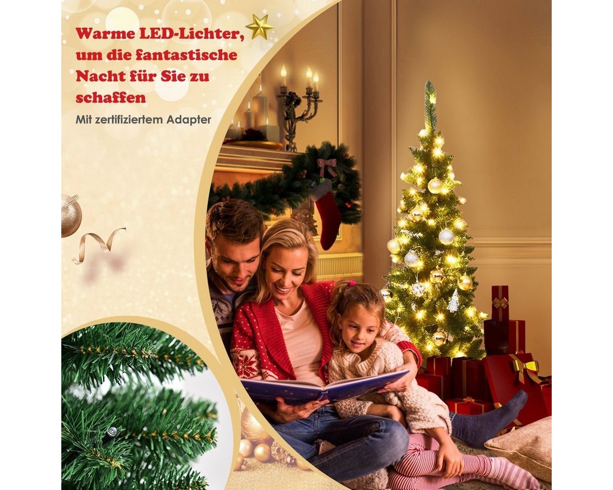 COSTWAY Künstlicher Weihnachtsbaum, mit 150 warmweißen LEDs, 226 PVC Spitzen – Bild 5 von 5