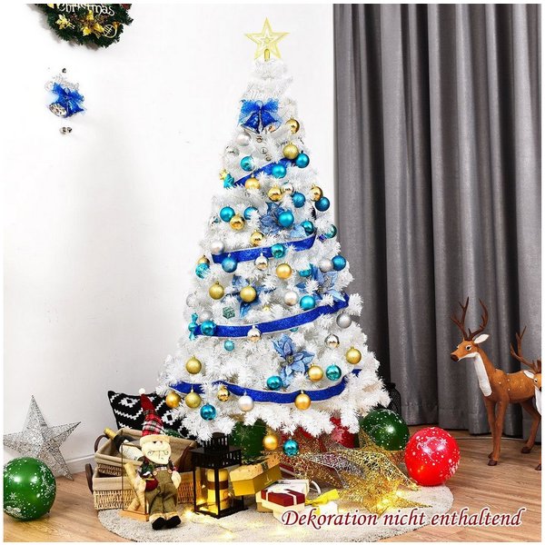 COSTWAY Künstlicher Weihnachtsbaum 240cm, Christbaum PVC Nadeln, 150cm, 350 PVC Nadeln, mit Metallständer