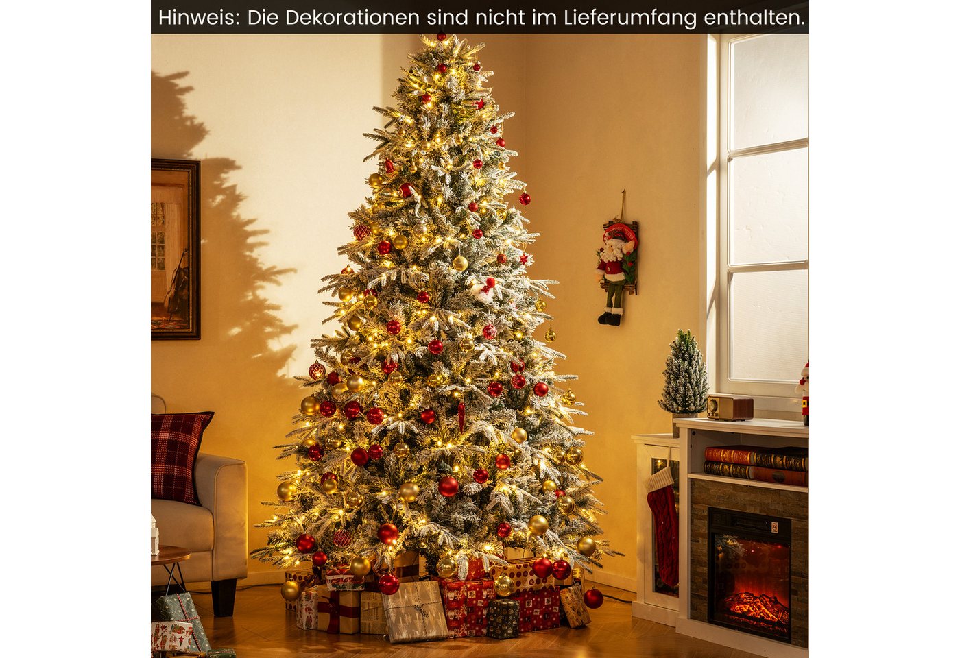 COSTWAY Künstlicher Weihnachtsbaum, 240cm, mit Schnee & 460 warmweißen LEDs – Bild 2 von 5