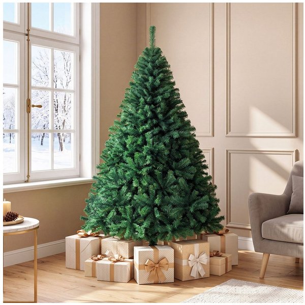 COSTWAY Künstlicher Weihnachtsbaum, 180cm, mit 1000 Spitzen PVC Nadeln