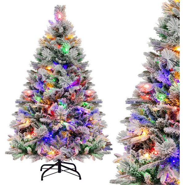 COSTWAY Künstlicher Weihnachtsbaum, mit Schnee, 8 Lichtmodi, 472 Zweigspitzen