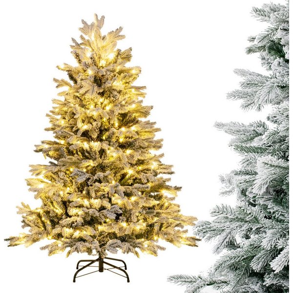 COSTWAY Künstlicher Weihnachtsbaum, mit Schnee, 200 LEDs & 688 Zweigspitzen