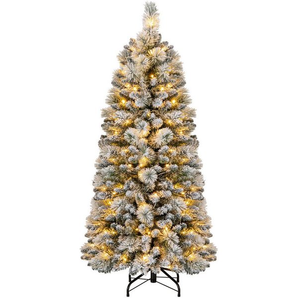 COSTWAY Künstlicher Weihnachtsbaum, 150cm 130 warmweiße LEDs 378 Zweigspitze