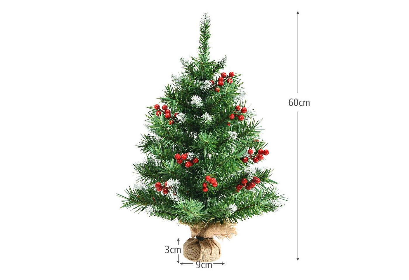 COSTWAY Künstlicher Weihnachtsbaum, mit 76 Zweigen, roten Beeren, Sockel – Bild 5 von 5