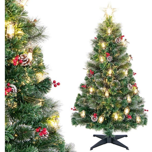 COSTWAY Künstlicher Weihnachtsbaum, 150cm, 170 Spitzen, 49 LEDs, 8 Modi