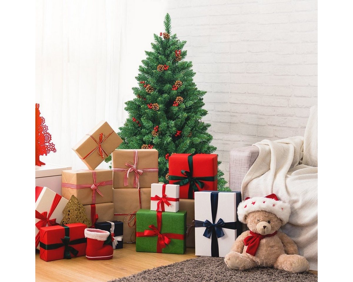 COSTWAY Künstlicher Weihnachtsbaum, mit 300 LEDs, 516 PVC Nadeln, Ständer – Bild 2 von 5