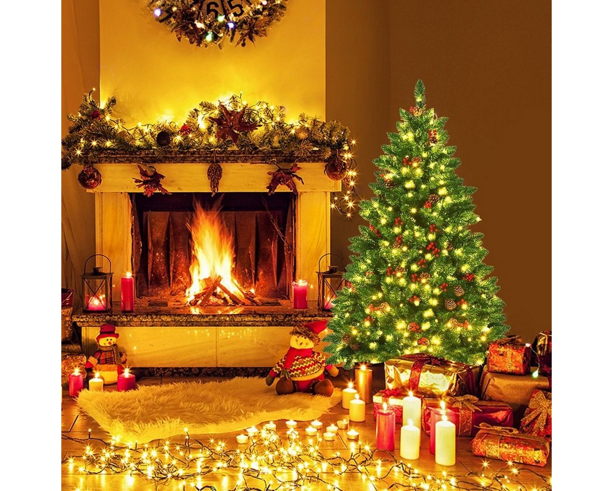 COSTWAY Künstlicher Weihnachtsbaum, mit 300 LEDs, 516 PVC Nadeln, Ständer – Bild 3 von 5