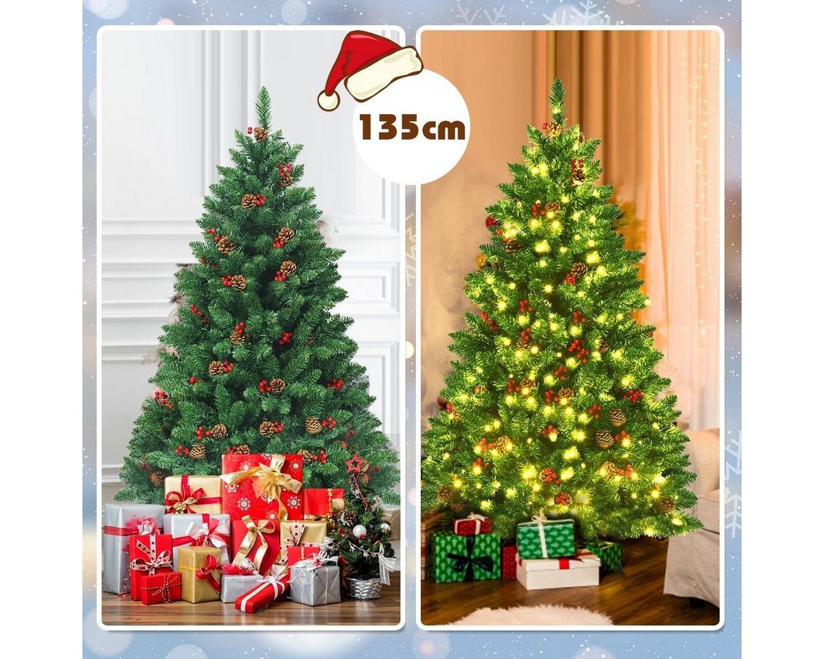 COSTWAY Künstlicher Weihnachtsbaum, mit 300 LEDs, 516 PVC Nadeln, Ständer – Bild 4 von 5