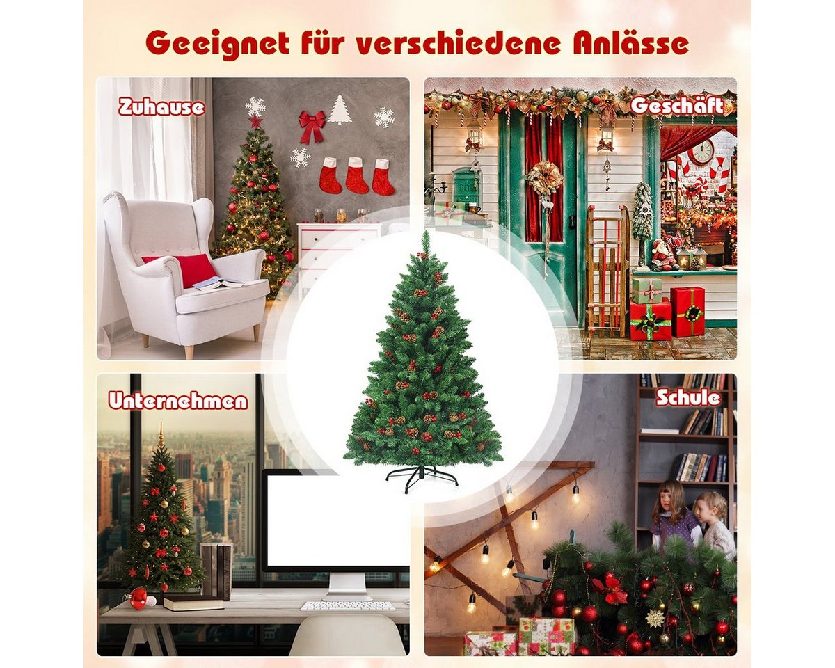 COSTWAY Künstlicher Weihnachtsbaum, mit 300 LEDs, 516 PVC Nadeln, Ständer – Bild 5 von 5