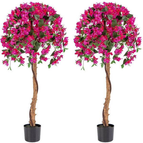 Kunstbaum Azalee-Blumen, COSTWAY, Höhe 135 cm, 135 cm Künstlicher Baum mit Blüten