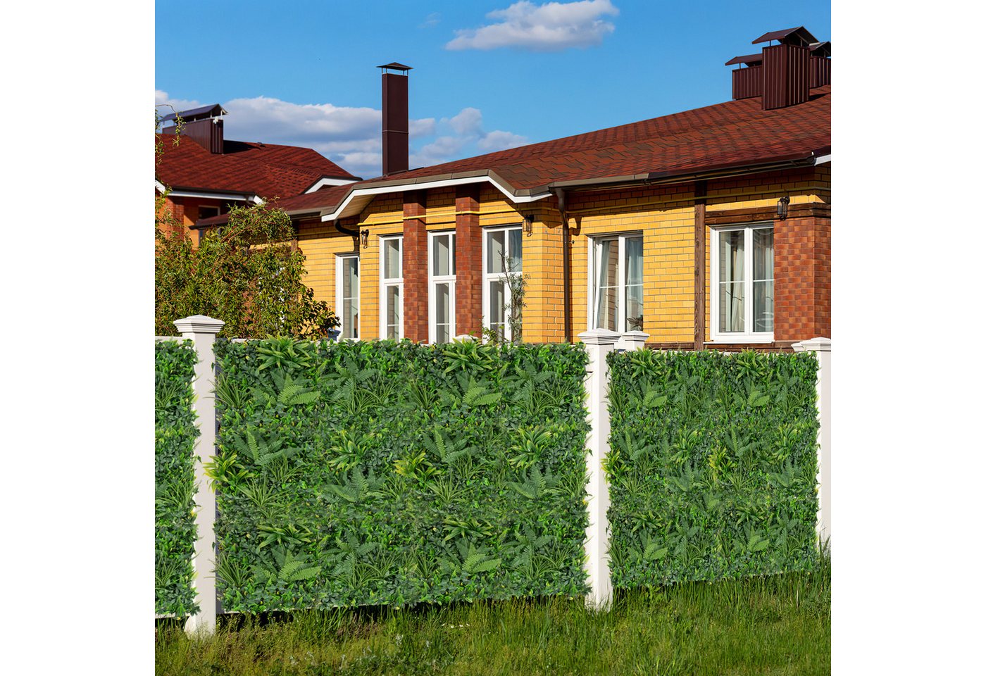 Kunstpflanze, COSTWAY, 4 St. Pflanzenwand mit vielfältigen Blättern 50x50cm – Bild 2 von 5