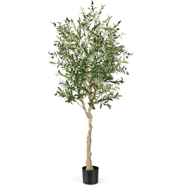 Kunstpflanze Olivenbaum, COSTWAY, Höhe 182 cm, 1er, mit 72 Früchten