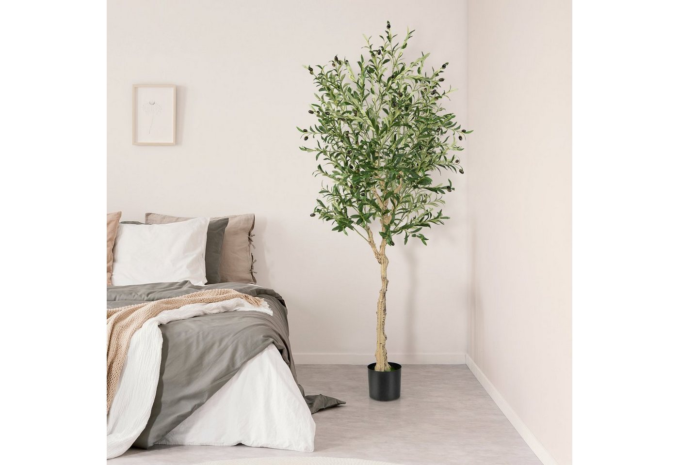 Kunstpflanze Olivenbaum, COSTWAY, Höhe 182 cm, 1er, mit 72 Früchten – Bild 2 von 5