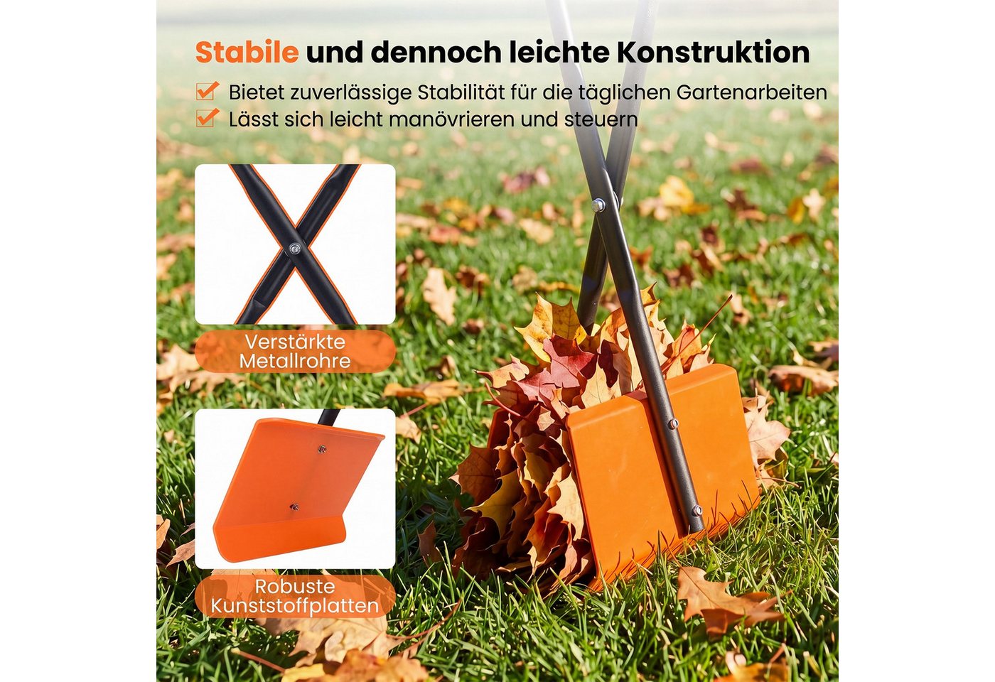 COSTWAY Laubgreifer, Laubsammler mit 92 cm langem Stiel, 30 x 15 x 92 cm – Bild 5 von 5