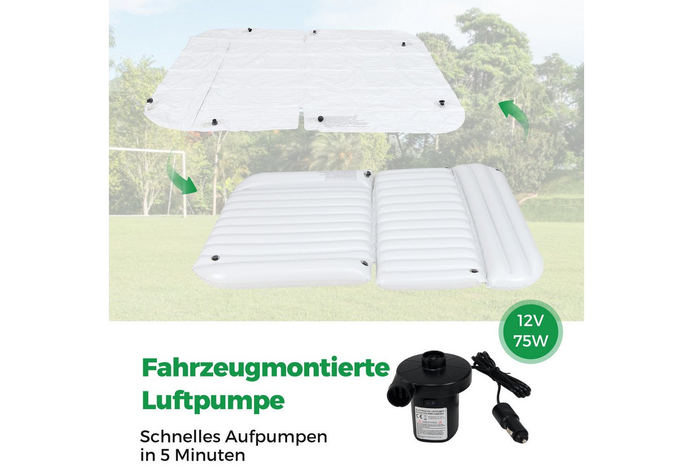 COSTWAY Luftmatratze, Auto Matratze mit pumpe, 190 x 130 – Bild 4 von 5