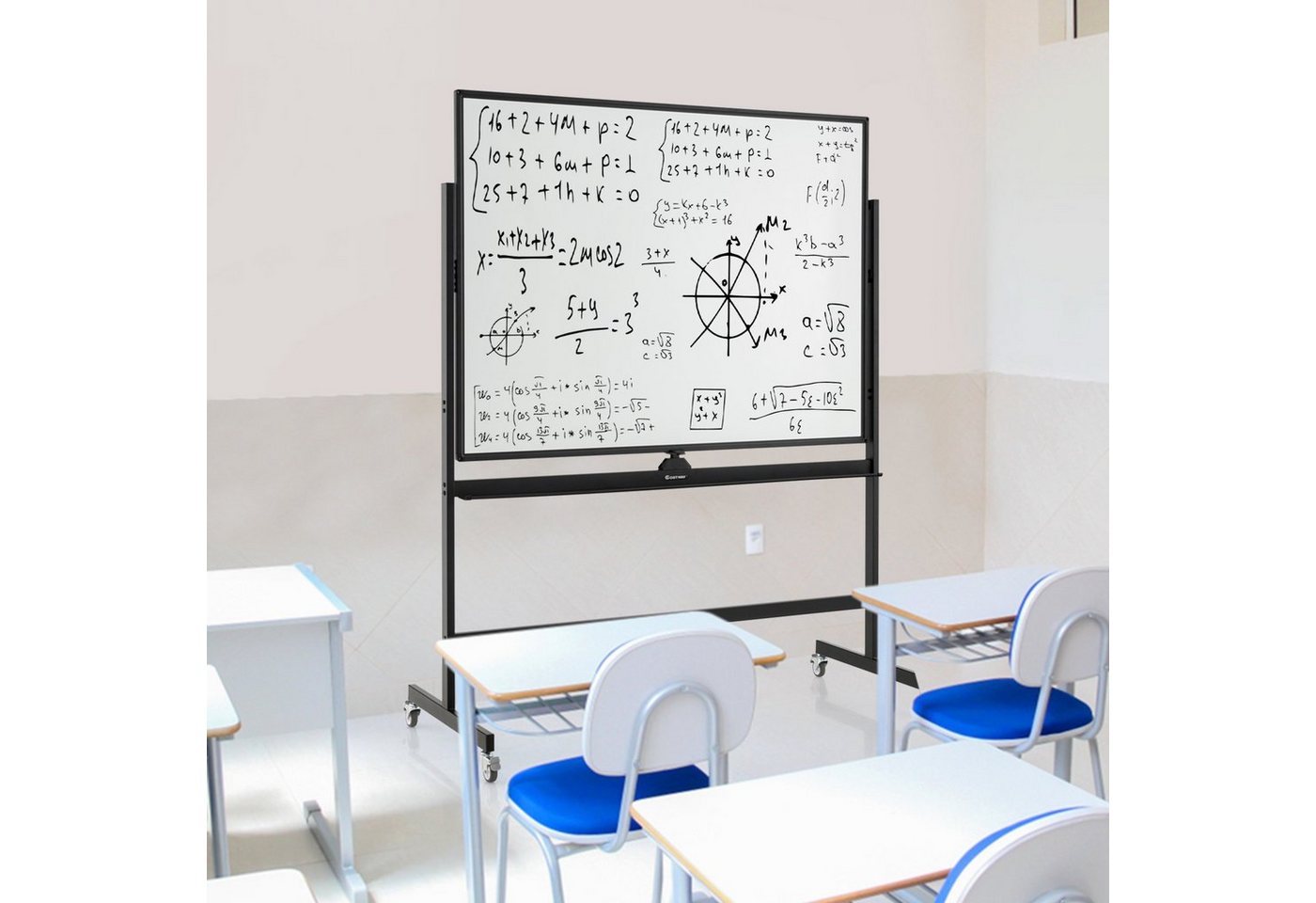 COSTWAY Magnettafel, doppelseitig, höheverstellbar, 360° drehbar, mit Rollen – Bild 2 von 5