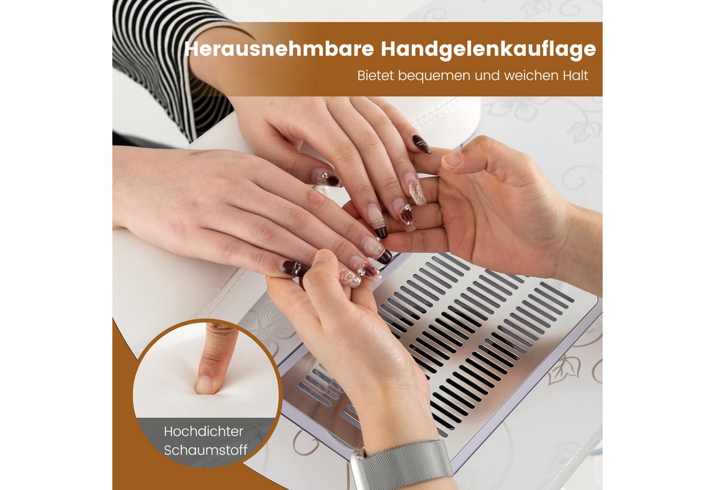 COSTWAY Maniküre-Pediküre-Set, Maniküretisch klappbar mit LED – Bild 5 von 5