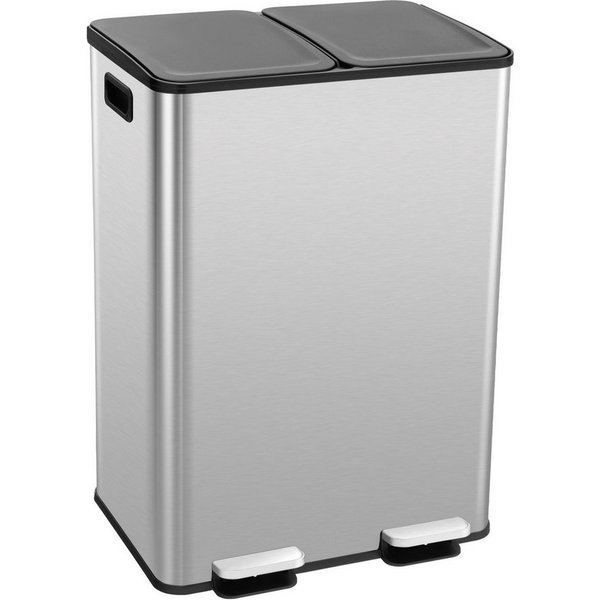 COSTWAY Mülleimer Inneneimer herausnehmbar, 2 Fächer, 2 x 30L, aus Edelstahl