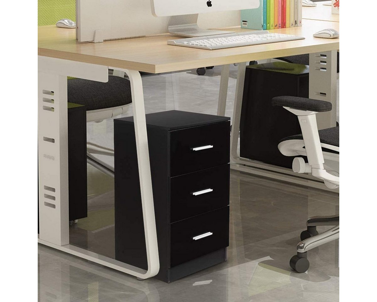 COSTWAY Nachttisch (1-St), mit 3 Schubladen, Büroschrank Beistelltisch 37x34x66,5cm – Bild 2 von 5