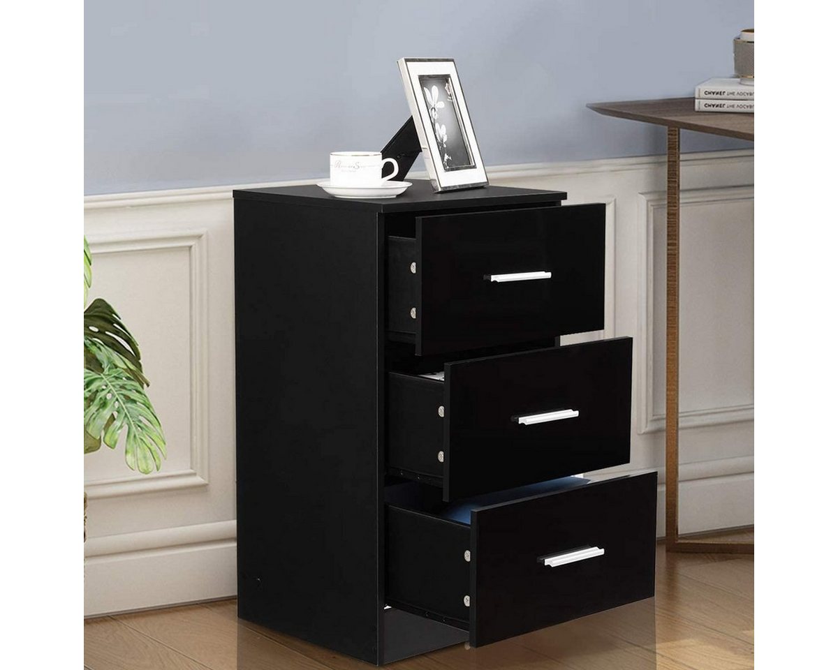 COSTWAY Nachttisch (1-St), mit 3 Schubladen, Büroschrank Beistelltisch 37x34x66,5cm – Bild 3 von 5