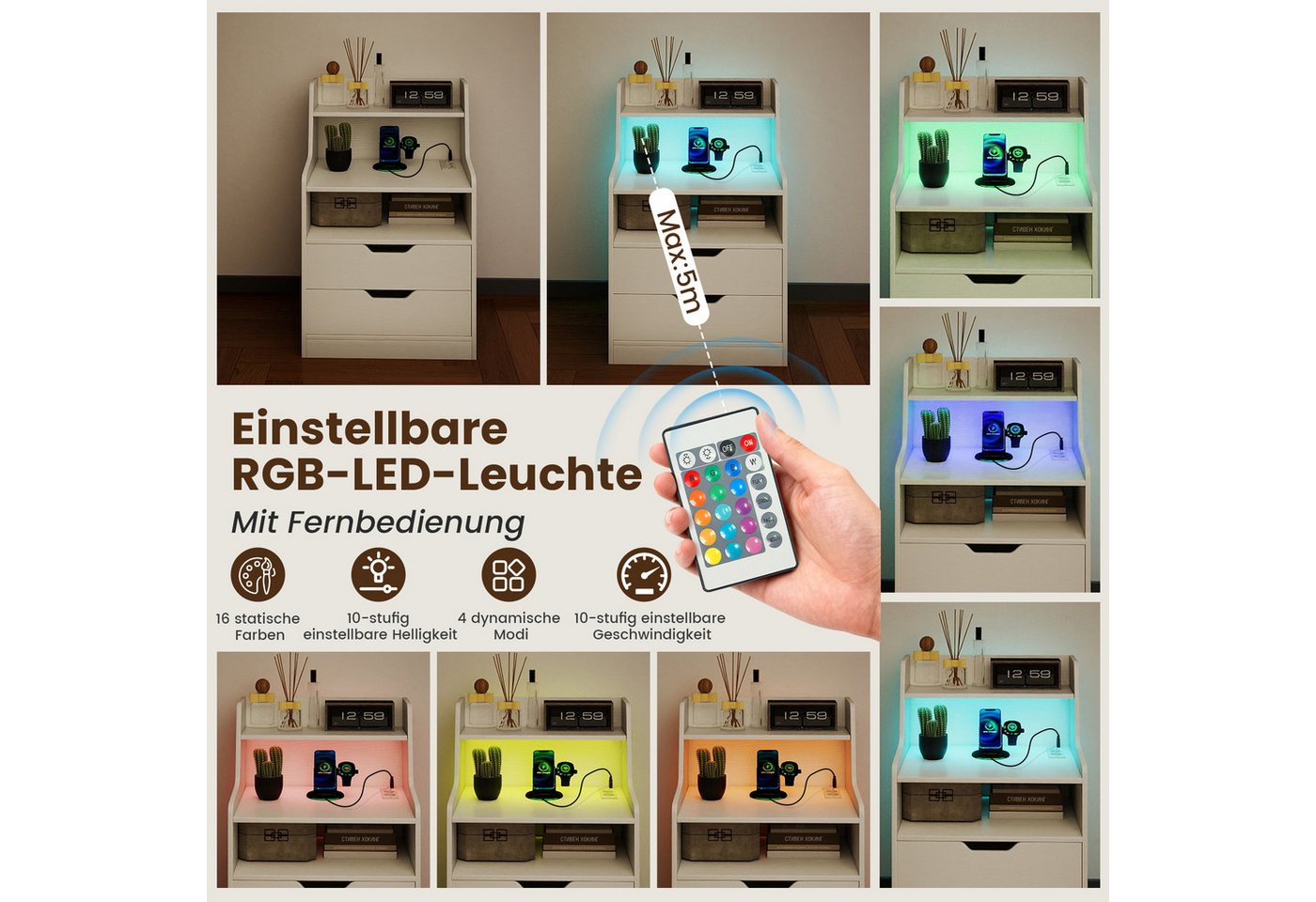 COSTWAY Nachttisch (1-St) – Bild 4 von 5