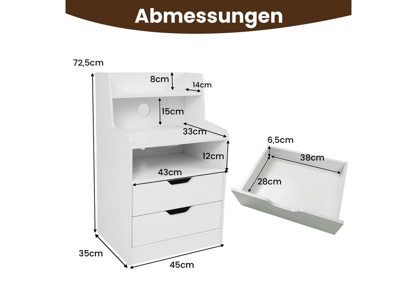 COSTWAY Nachttisch (1-St) – Bild 5 von 5