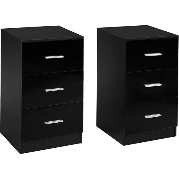 COSTWAY Nachttisch (2-St), mit 3 Schubladen, Büroschrank Beistelltisch 37x34x66,5cm