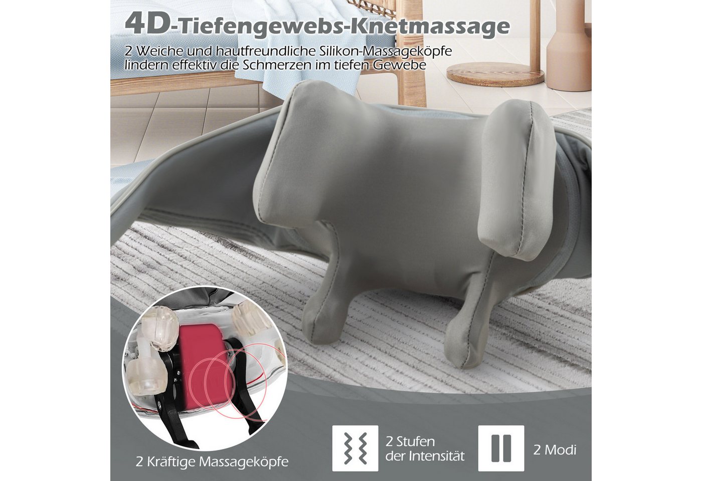 COSTWAY Nacken-Massagegerät, 4D Shiatsu mit Tiefengewebekneten & 2 Heizstufen – Bild 5 von 5