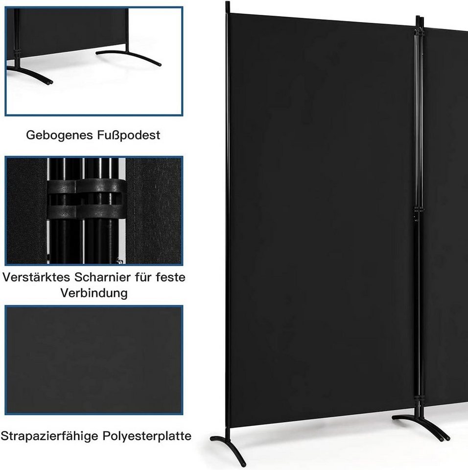 COSTWAY Paravent (3 St), mit verstellbaren Untersetzern, 260 x 183cm – Bild 3 von 5