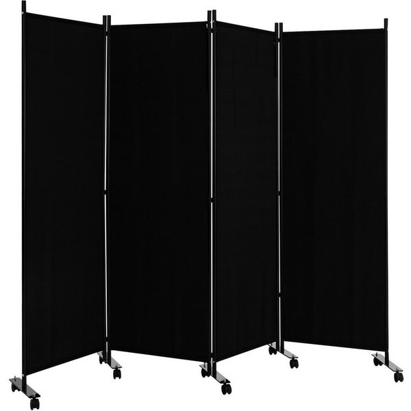 COSTWAY Paravent auf Rollen, 4 tlg., faltbar, Metallrahmen, 225x173cm