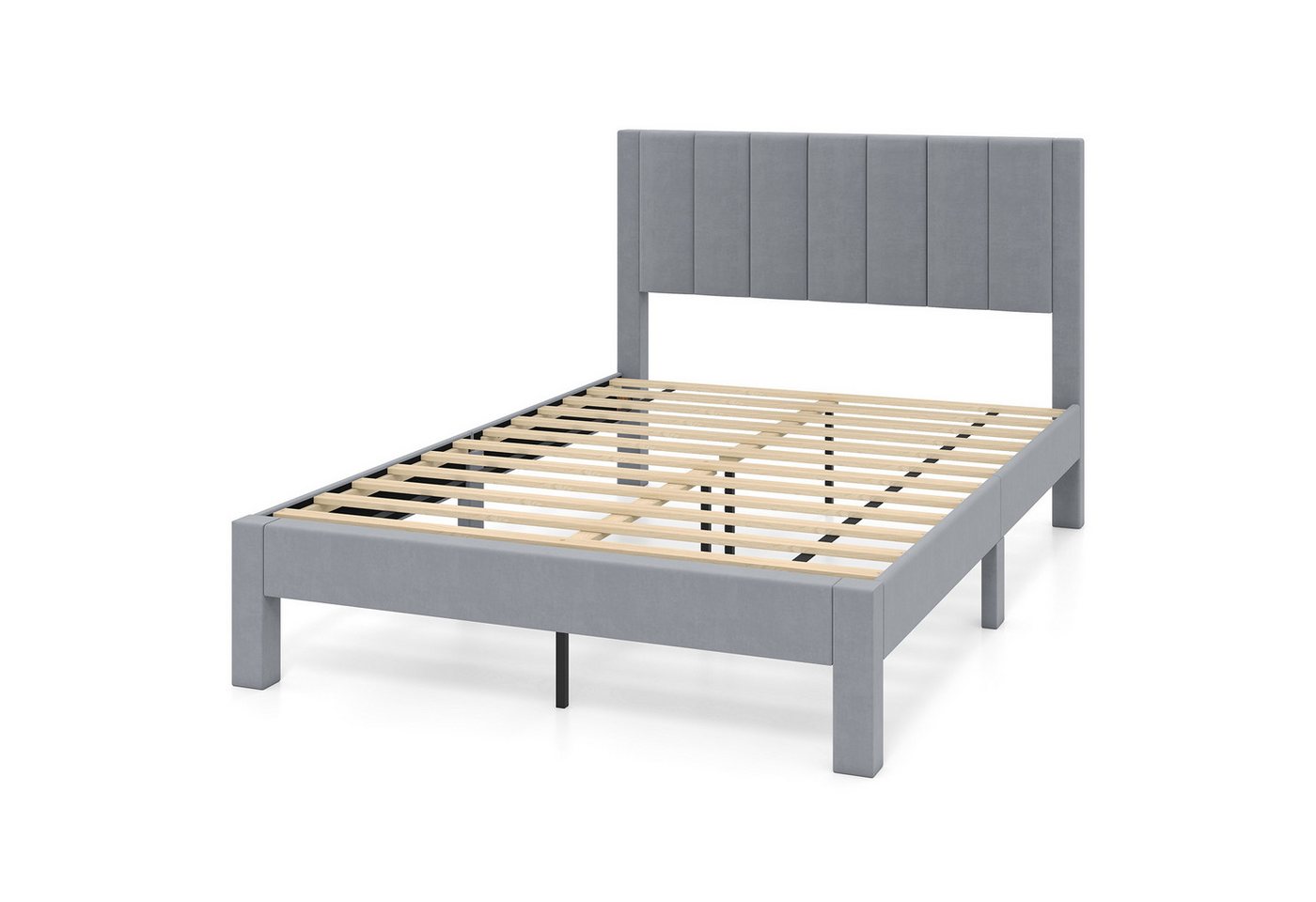COSTWAY Polsterbett (1-tlg), Bettgestell, Doppelbett, für 140x200 cm Matratze – Bild 2 von 5