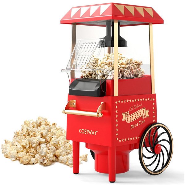 COSTWAY Popcornmaschine, 1200W Heißluft Popcorn Maker Ohne Öl, 2 Minuten