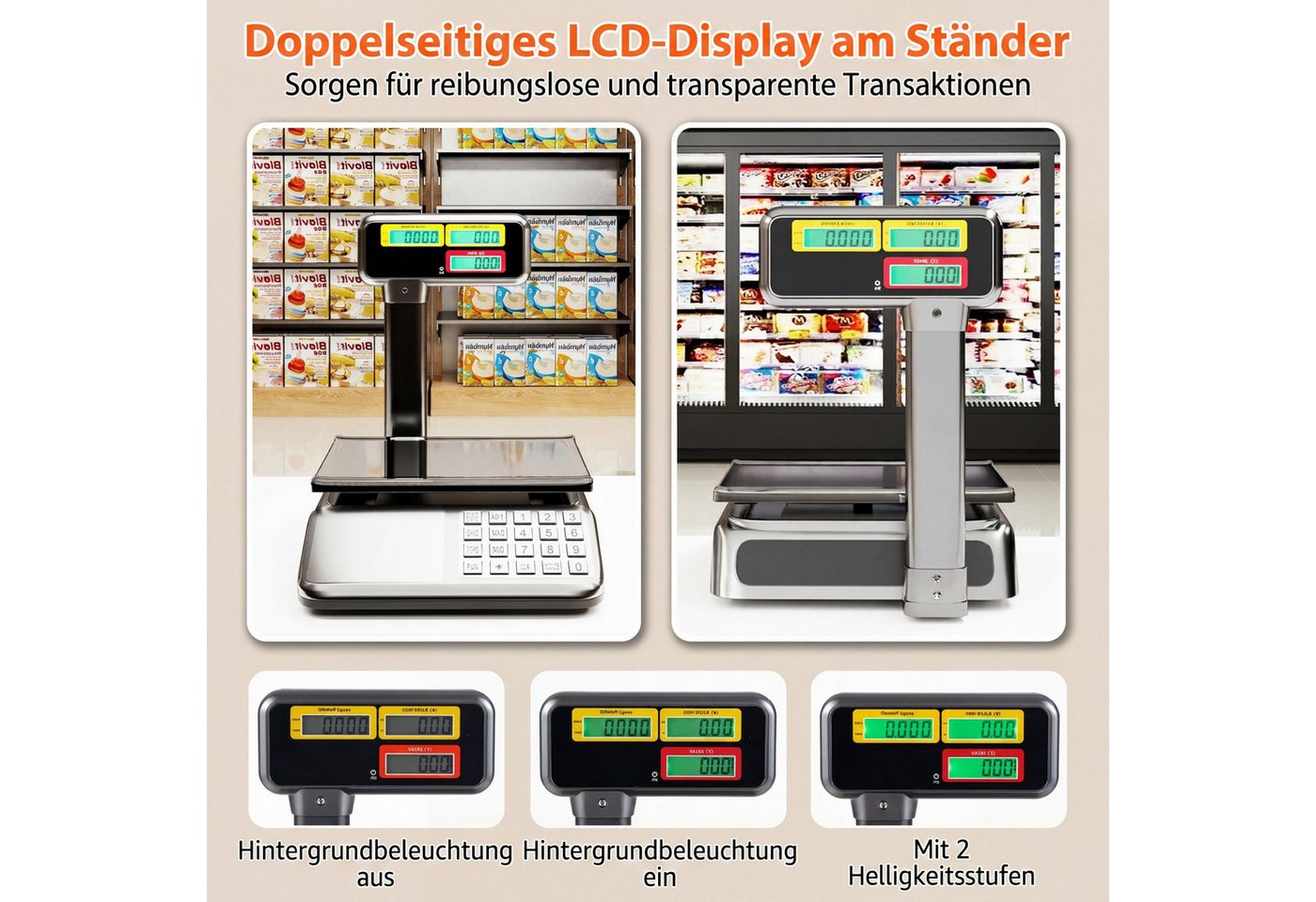 COSTWAY Präzisionswaage, Kontrollwaage 40kg/5g mit doppelseitiger Hochanzeige – Bild 2 von 5