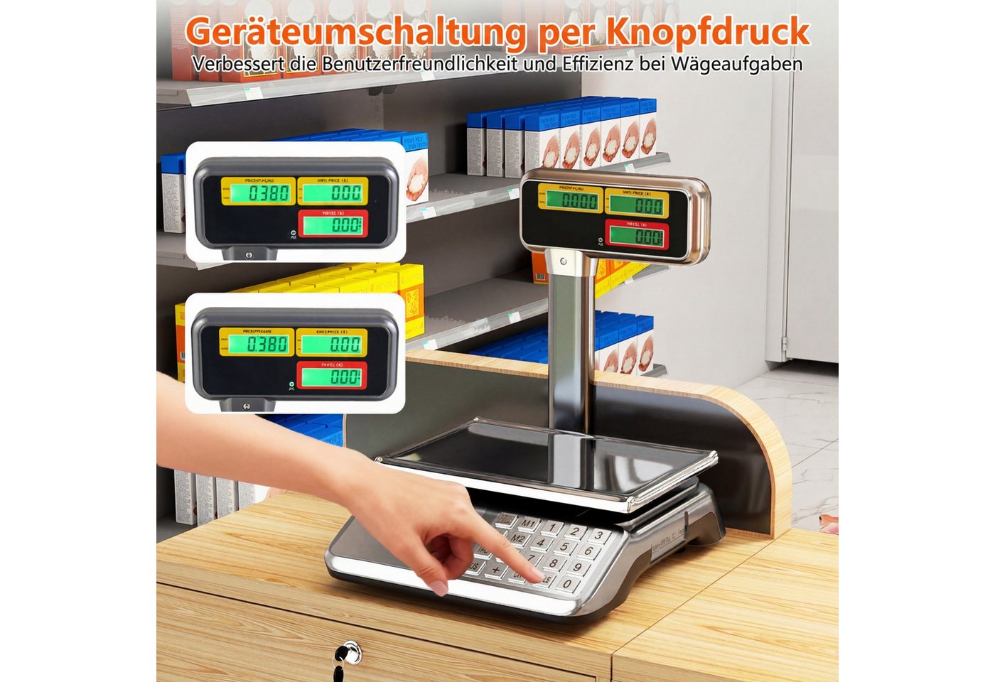 COSTWAY Präzisionswaage, Kontrollwaage 40kg/5g mit doppelseitiger Hochanzeige – Bild 4 von 5