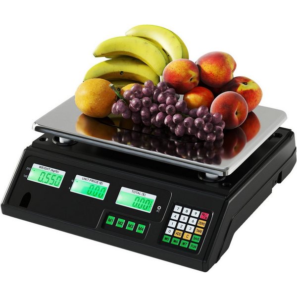 COSTWAY Präzisionswaage, 40kg Ladenwaage mit Beidseitigem LCD-Display