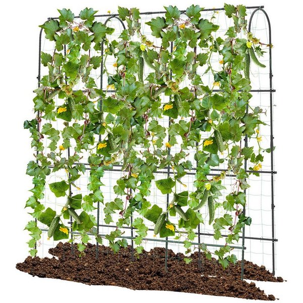 COSTWAY Rankhilfe, Rankgitter mit Netz, für Kletterpflanzen, 179 x 32-65 x 180 cm