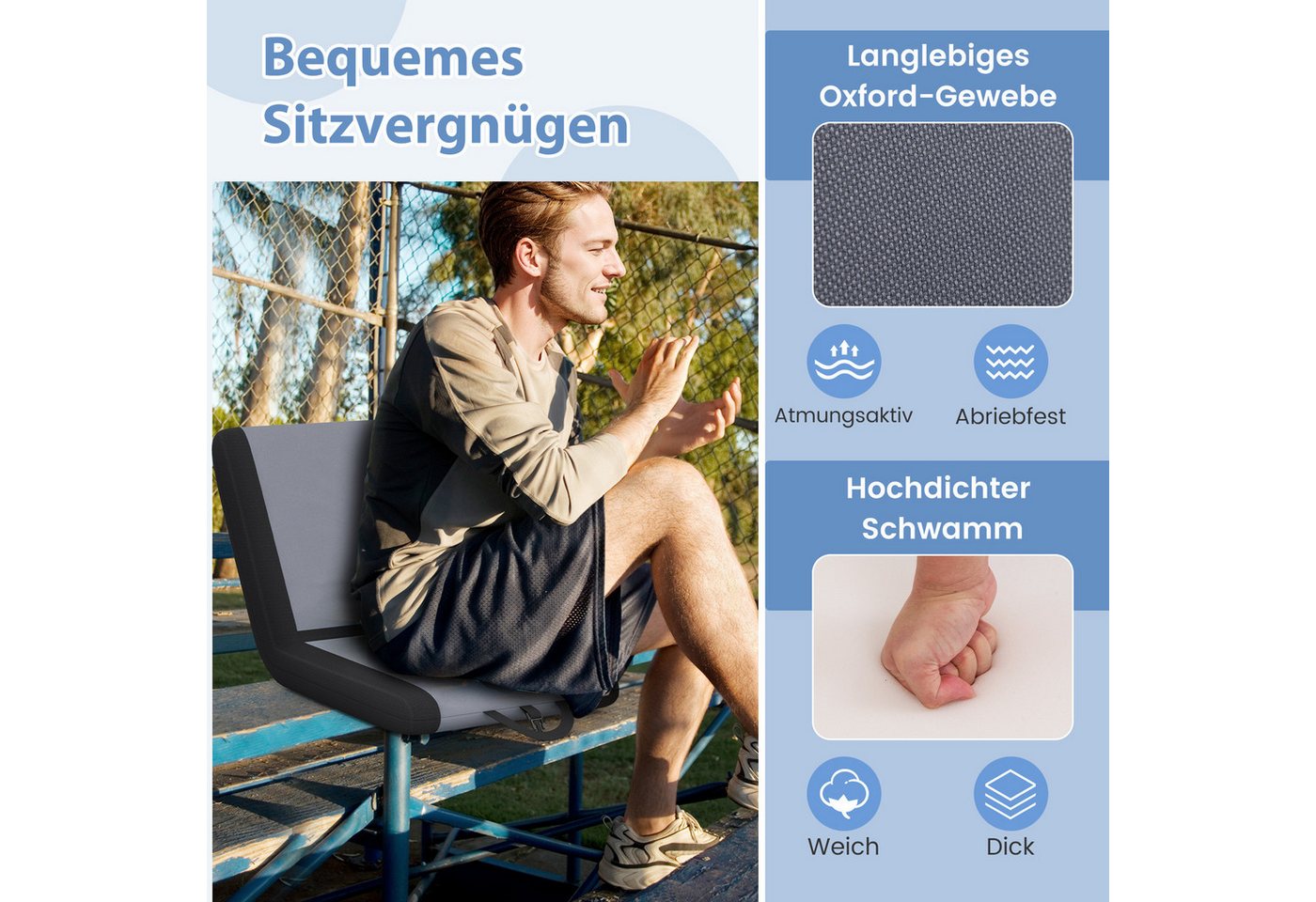 COSTWAY Relaxsessel, Sitzkissen faltbar, mit verstellbarer Rückenlehne, gepolstert – Bild 3 von 5