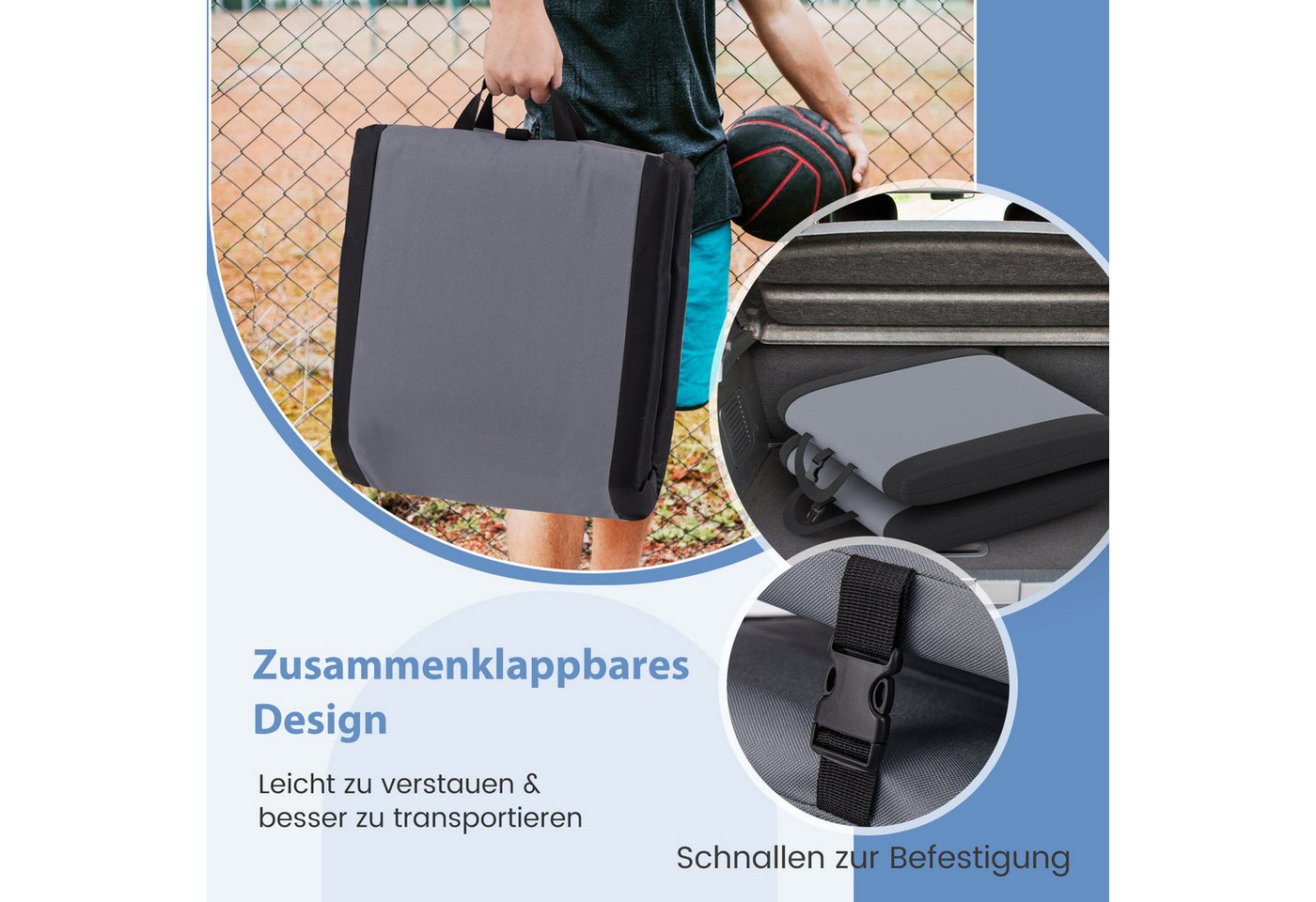 COSTWAY Relaxsessel, Sitzkissen faltbar, mit verstellbarer Rückenlehne, gepolstert – Bild 4 von 5