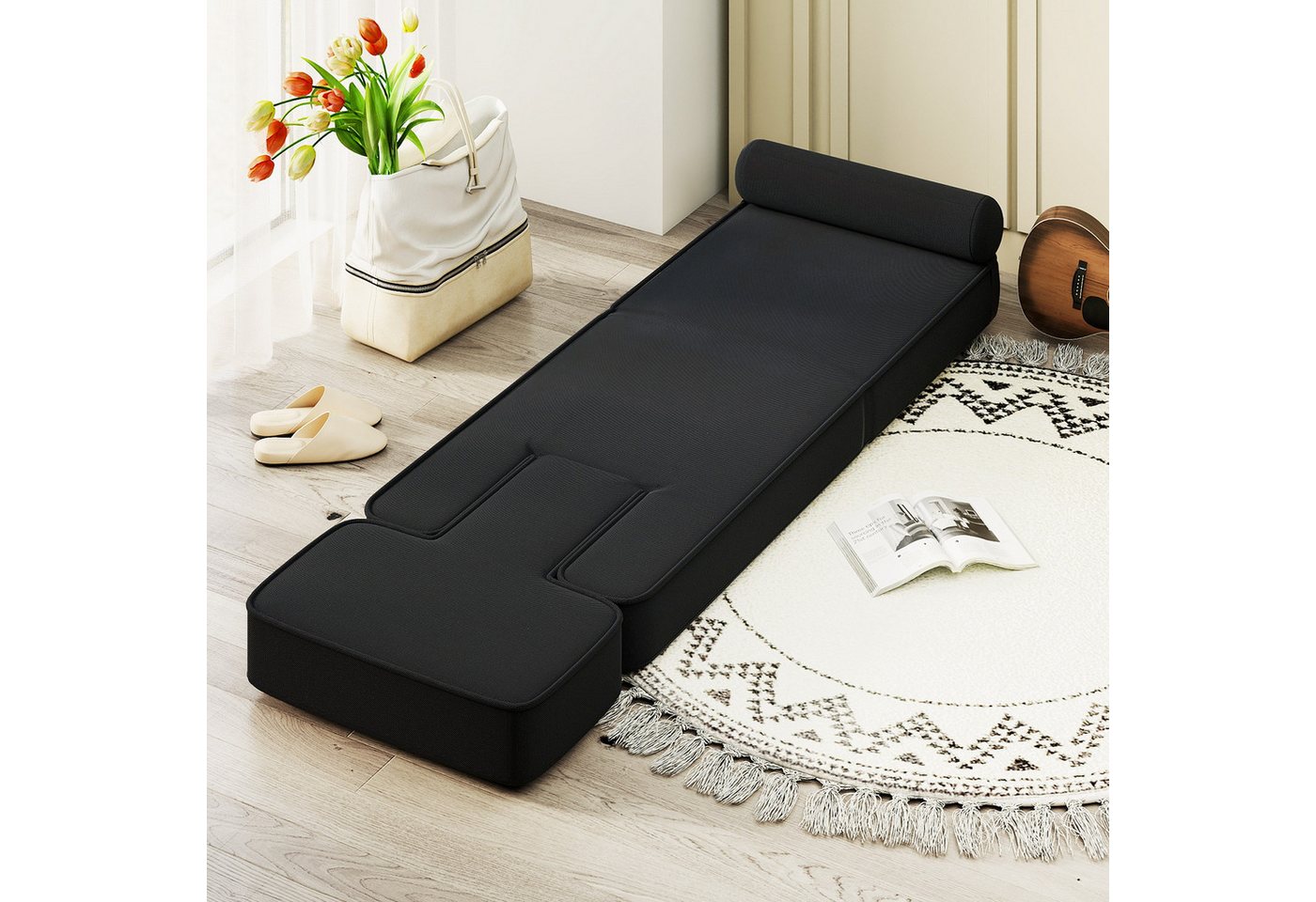 COSTWAY Relaxsessel, klappbar Bodensessel mit verstellbarer Rückenlehne gepolstert – Bild 2 von 5