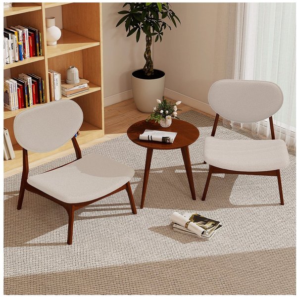COSTWAY Relaxsessel (3-St), mit Beistelltisch, Loungesessel Set gepolstert