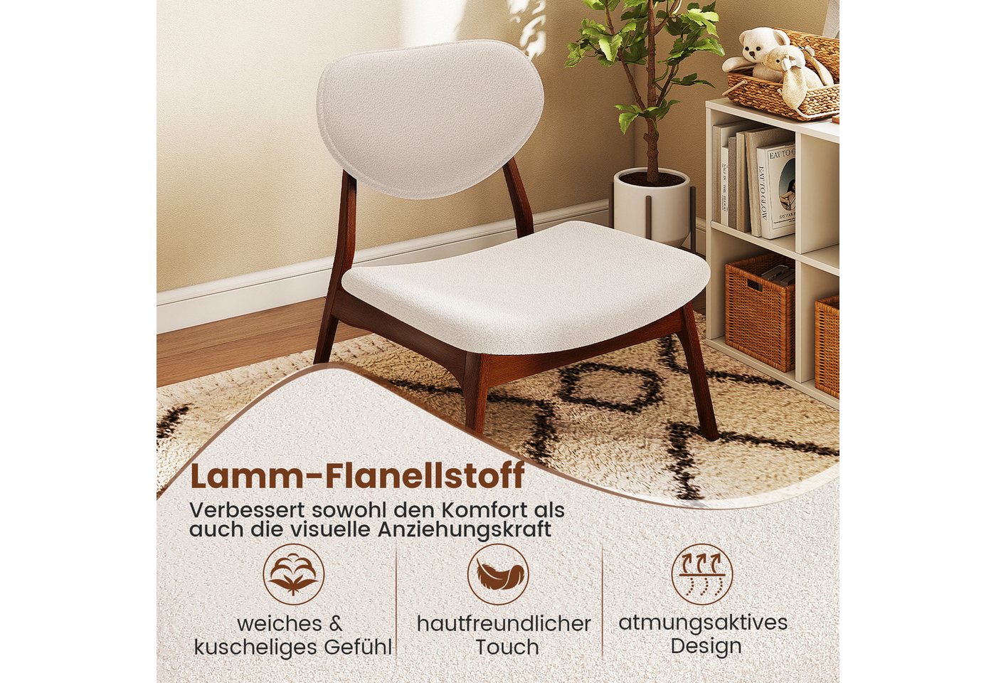 COSTWAY Relaxsessel (3-St), mit Beistelltisch, Loungesessel Set gepolstert – Bild 2 von 5