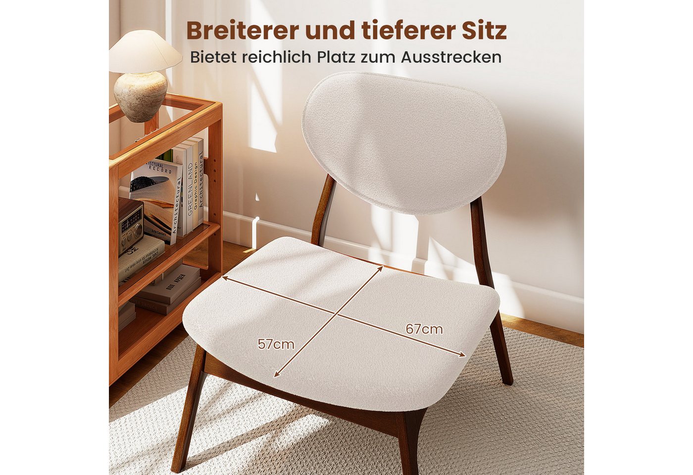 COSTWAY Relaxsessel (3-St), mit Beistelltisch, Loungesessel Set gepolstert – Bild 3 von 5