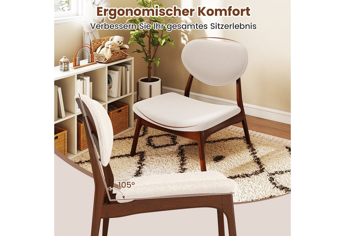 COSTWAY Relaxsessel (3-St), mit Beistelltisch, Loungesessel Set gepolstert – Bild 4 von 5
