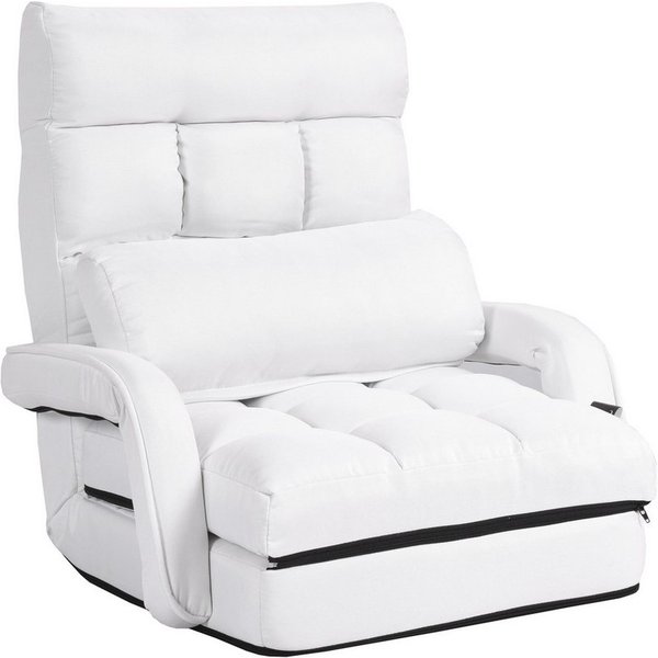 COSTWAY Relaxsessel Liegebett, verstellbar,klappbar,mit Armlehnen&Kissen