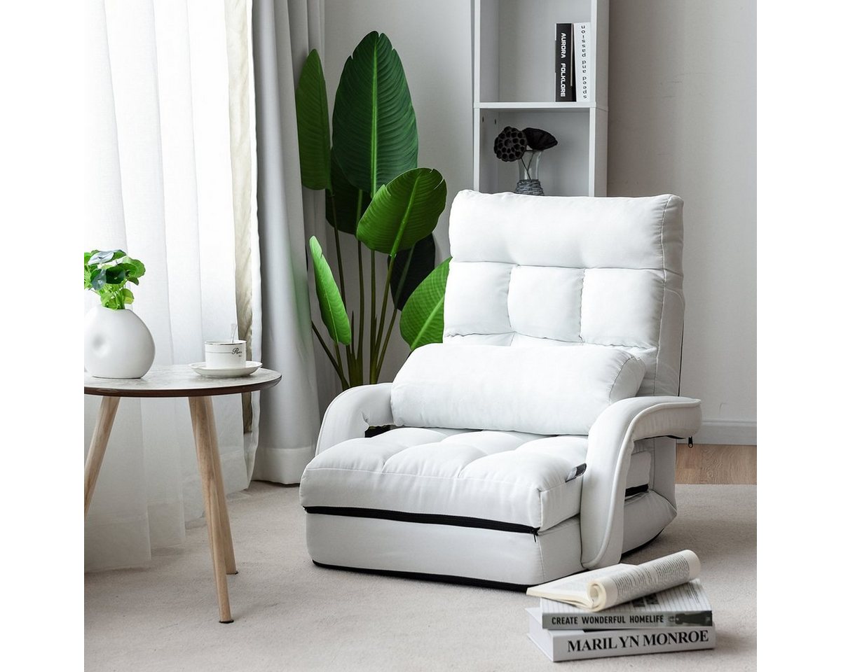 COSTWAY Relaxsessel Liegebett, verstellbar,klappbar,mit Armlehnen&Kissen – Bild 2 von 5