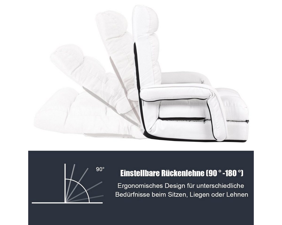 COSTWAY Relaxsessel Liegebett, verstellbar,klappbar,mit Armlehnen&Kissen – Bild 3 von 5
