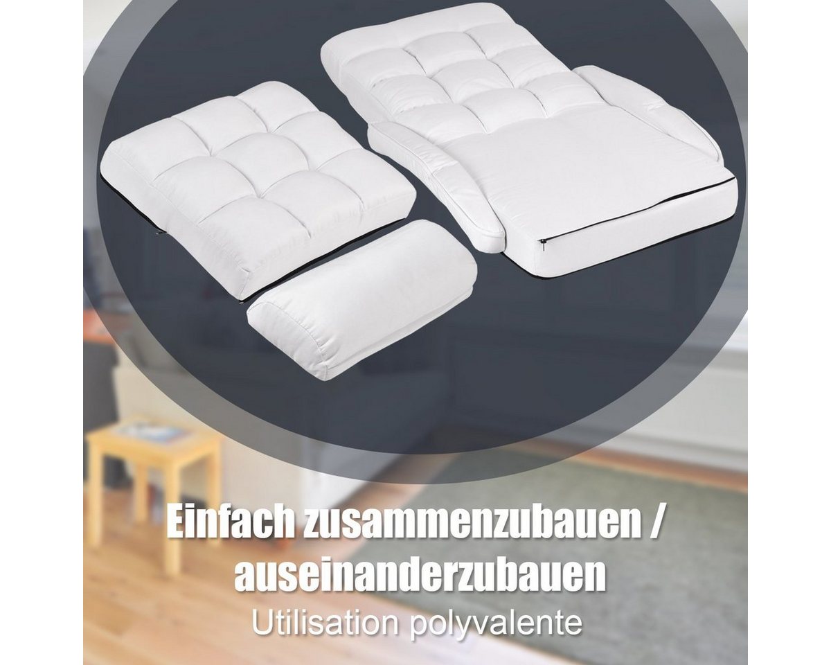 COSTWAY Relaxsessel Liegebett, verstellbar,klappbar,mit Armlehnen&Kissen – Bild 5 von 5