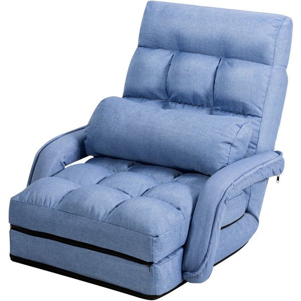 COSTWAY Relaxsessel Liegebett, verstellbar,klappbar,mit Armlehnen&Kissen