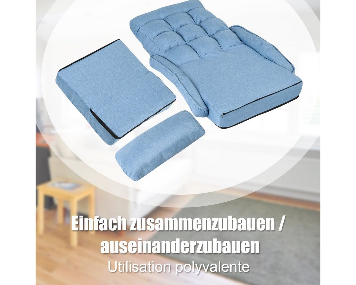 COSTWAY Relaxsessel Liegebett, verstellbar,klappbar,mit Armlehnen&Kissen – Bild 4 von 5