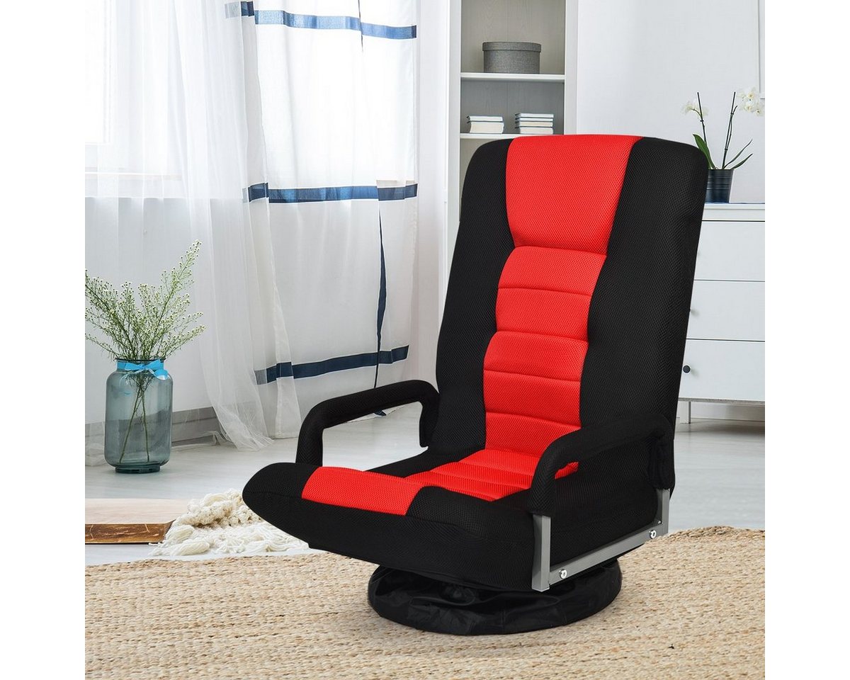COSTWAY Relaxsessel, Bodensessel mit verstellbarer Rückenlehne,drehbar – Bild 2 von 5